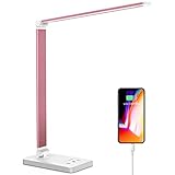 Angdarun Schreibtischlampe Led Dimmbar, Led Tischlampe mit USB, 5 Farb und 10 Helligkeitsstufen, Touch-Bedienung, Faltbar Tischlampen Augenschutz, Tischleuchte für Kinder, Büro, Lesen, Lernen, Haus