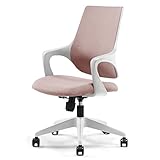 Bürostuhl, ergonomischer Schreibtischstuhl, Computerstuhl, drehbarer Arbeitsstuhl mit mittlerer Rückenlehne, Chefsessel mit Lordosenstütze und Armlehnen (rosa)