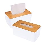 tao pipe 2 Stück Kosmetiktücherbox aus Holz Taschentuchbox Taschentuchspender, weiß Tücherbox für Esszimmer Badezimmer Schlafzimmer Auto Büro, 20,5 x 13 x 9,5cm