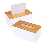 tao pipe 2 Stück Kosmetiktücherbox aus Holz Taschentuchbox Taschentuchspender, weiß Tücherbox für Esszimmer Badezimmer Schlafzimmer Auto Büro, 20,5 x 13 x 9,5cm