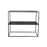 Couchtisch, 80 cm/100 cm Metall-Konsolentisch, multifunktionaler Eingangstisch mit 2-lagigen Regalen, Büro-Wohnzimmer-Sofatisch zur Aufbewahrung von Fotorahmen oder Dekoration (Größe: 80 x 3