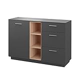 Vicco Kommode Highboard Anrichte Beatrice Anthrazit 3 Schubladen Sideboard Regal