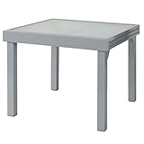 ib style - Diplomat Gartentisch Quadro| Aluminium SILBERMATT | Premium Ausziehtisch 90-180 cm Gartentisch