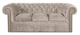Casa Padrino 3er Sofa Grau 210 x 100 x H. 78 cm - Luxus Chesterfield Schlafsofa