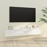 ZEYUAN TV-Wandschränke 2 STK Tv Board, Tv Lowboard, Tv Tisch, Fernsehschrank, Fernsehtisch, Kommode, Sideboard Wohnzimmer, Tv Sideboard, Hochglanz-Weiß 100x30x30cm Holzwerkstoff