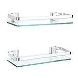 ENCOFT Glas Badregal, Duschablage Glas 2 Pack, Badezimmer Wandregal, Duschregal aus Aluminium Rostfrei Glasablage für Bad mit 8mm dick Gehärtetes Glas(35 * 12 * 7cm x 2, Silber)