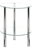 HAKU Möbel Beistelltisch - Runder Glastisch mit Chromoptik Höhe 47 cm
