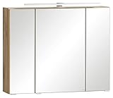 Home4You Spiegelschrank - Wotan Eiche Dekor - B 80 cm - mit LED-Aufsatzleuchte