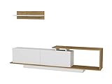 Alphamoebel 3573 TV Board Lowboard Fernsehtisch FernsehHängeschrank Sideboard, Fernseh Hängeschrank Tisch für Wohnzimmer, Weiß Walnuss, ASOS, 180 x 29,6 x 45 cm