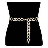 Taillenkette aus Metall für Damen Gold Einstellbar Body Link Gürtel Mode Taillen Gürtel für Jeanskleider,150cm(Passt Taille unter 135cm)