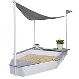 Meppi Sandkasten Boot Usedom grau/Weiss - Schiffssandkasten Sandkiste Sandbox aus Holz