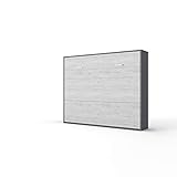 Invento Schrankbett - Wandklappbett Bettschrank - 160 x 200 cm - Grau Matt/Monaco Eiche - Schrank mit integriertem Klappbett für Gästezimmer Wohnzimmer Schlafzimmer