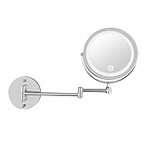 7-Zoll-LED-Wand-Make-up-Spiegel, 5-fache/10-fache Vergrößerung, beidseitig schwenkbarer, ausziehbarer Badezimmer-Kosmetikspiegel, per Touch-Taste verstellbares, batteriebetriebenes Licht ( Color : 10x