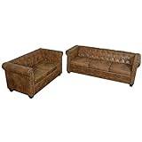 vidaXL Chesterfield Sofa 2+3-Sitzer Couch Lounge Büro Wohnmöbel Kunstleder Braun