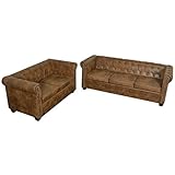 vidaXL Chesterfield Sofa 2+3-Sitzer Couch Lounge Büro Wohnmöbel Kunstleder Braun