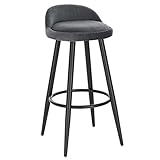WOLTU BH296dgr-1 1 X Barhocker Barstuhl Hocker Bistrohocker Tresenhocker mit Fußstütze aus Samt Metall, Dunkelgrau