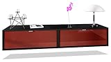 Vladon 2er-Set TV Board Lana 80, Lowboards je 80 x 29 x 37 cm mit viel Stauraum, Korpus in Schwarz matt, Fronten in Bordeaux Hochglanz | Große Farbauswahl