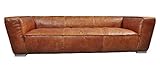 Clubsofa Longford 3-Sitzer Vintage-Leder Chrom Echtleder Sofa Columbia Brown (Hellbraun, Congnacton)
