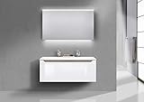 Intarbad ~ Badmöbel Set grifflos Doppelwaschbecken 120 cm, Waschtisch Set Monza Shorewood IB1517