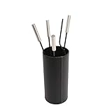 Kaminbesteck Ofenbesteck Ofenset Kamingarnitur Leder Garnitur Schwarz 4-teilig