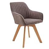 riess-ambiente.de Drehbarer Design Stuhl Livorno Vintage Taupe Buchenholz Beine Esszimmerstuhl Küchenstuhl Besucherstuhl