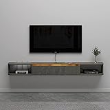 Pmnianhua TV Lowboard Hängend aus Holz, TV Hängeboard, Lowboard Hängend TV Lowboard TV Board hängend Wohnwand für Wohnzimmer Schlafenzimmer Büro (120cm, Dark Grey)