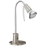 EGLO Tischlampe Fox 1, 1 flammige Tischleuchte Modern, Klassisch, Schreibtischlampe aus Stahl, Bürolampe in Nickel-Matt, Chrom, E14 Fassung
