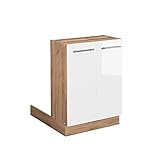 Vicco Küchenschrank Küchenmöbel Fame-Line modern Küche Einbauküche Küchenzeile Blende Unterschrank Hochschrank Hängeschrank (Eiche-Weiß Hochglanz, Regalinselunterschrank 60 cm)