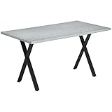 HOMCOM Esstisch Esszimmertisch Küchentisch, Speisetisch mit Steinoptik, Wohnzimmertisch für 6 Personen, Stahlbeine, Grau, 140 x 80 x 76 cm