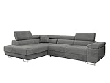 Ecksofa Torezio mit Bettkasten, Einstellbare Kopfstützen, Sofa mit Schlaffunktion, Eckcouch für Wohnzimmer, Polsterecke, L-form Couch mit Bettfunktion, Wohnlandschaft (Seite: Links, Manila 16)