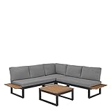 NATERIAL - Gartenmöbel Set ORIS - 5 Personen - Modular - Sitzkissen - Wasserabweisendes Polyester - Aluminium - Eukalyptus - Grau - Gartenlounge - Garten Sitzgruppe