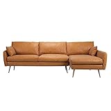 HTI-Living Ecksofa Antonius Kunstleder Braun rechts Polsterecke mit Kissen