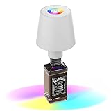 Keepoo LED Akku Tischleuchte Dimmbare Flaschenlampe Warmweiß 8 Farben RGB mit 5200 mAh, IP54 Kabellose Touch Tischlampe für Innen und Außen, Tragbare Metall für Restaurant & Bar (Weiß)