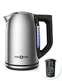 PARIS RHÔNE Wasserkocher Edelstahl mit Temperatureinstellung, 1.7L Elektrischer Wasserkessel 2200W Electric Kettle, Strix-Thermostat, BPA frei, Touch Control, Warmhaltefunktion für Tee, Kaffee