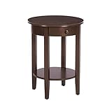 Sofa-beistelltisch, Runder Vintage-couchtisch Aus Holz Mit Aufbewahrungsschublade, 2-stufiger Pflanzenpräsentationstisch, 46 T X 46 B X 61 H Cm(Color:46 * 61CM)