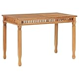 vidaXL Teak Massiv Garten Esstisch Witterungsbeständig Gartentisch Holztisch Terrassentisch Tisch Holztisch Teaktisch Balkontisch 120x65x80cm