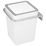 bremermann Kosmetikeimer Savona inkl. Wandhalterung // mit Schwingdeckel // Badeimer, Kunststoff, 5,5 Liter (Weiß, eckig)