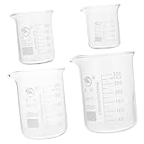 SOLUSTRE 4 Stück Becherglas 500 Ml Laborglas Espresso-Messglas Kunststoffkolben Flüssiger Kaffeeweißer Schnapsglas Messbecher Glas Milchkännchen Glas