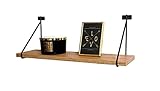 Hängendes Regal Sonoma Eiche Sonoma Eiche Metall - Wandregal Wandschaukel Schweberegale - Aufhängen Rustikale Industrial Design - Hängeregal Industrieller Stil (Gold Craft Oak)