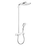 hansgrohe Duschsystem Raindance Select E 300 (Regendusche mit 4 Strahlarten, Duschkopf, Duschstange und Thermostat) weiß/chrom