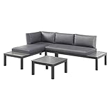 OUTLIV. Morsum, modulare Gartenlounge, Loungegruppe 3-teilig aus Aluminium mit Polstern in Grau, Loungemöbel