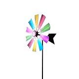 QMCAHCE Retro Garten Windspiel Dual Direction 360 Grad Rotation kinetische Metall Windmühlen für Outdoor Hof Rasen Garten Windmühle (Farbe)