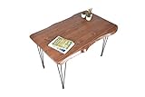 Gozos Scots Pine Baumkante Esstisch Massivholz aus Baumstamm | Holztisch Esszimmer aus massiven Holz Kiefer | Handgefertigt aus Echtholz mit Pingu-Metallbeine | 160 x 80 cm | 40mm Tisch