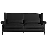 Max Winzer Sofa 3-Sitzer (2-geteilt) Flora Flachgewebe schwarz