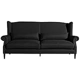 Max Winzer Sofa 3-Sitzer (2-geteilt) Flora Flachgewebe schwarz