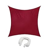 jarolift Sonnensegel Quadrat, Wasserdicht, Sonnenschutz Sichtschutz für Terrasse Garten Balkon, Polyestergewebe, 360 x 360 cm, Weinrot