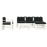 Tidyard 6-TLG. Gartensofa Gartenmöbel Set Garten-Sofagarnitur Garten-Lounge-Set Paletten mit Anthrazit-Kissen Terrassesofa Loungemöbel Möbelsets Loungesofaset Gartenlounge Sitzgarnitur Gartenset Holz