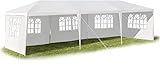 GOPLUS 3 x 9 m Partyzelt, Pavillon Zelt mit Fenstern, Festzelt mit Metall - Konstruktion, Faltpavillon aus PE- Plane, mit Abnehmbare Seitenwänden, für Feste Party Hochzeit, Weiß