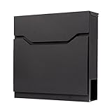 BRASQ Briefkasten anthrazit PB300 Premium, Elegante letterbox aus pulverbeschichtetem Stahl, Langlebiger und stilvoller Postkasten, Zeitungsfach mit Klappe, wasserdicht und mit Zylinderschloss