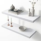 STOREMIC Wandregal, Regal weiß Wand 60cm, Leicht zu montieren Regalbrett 2er-Set, Moderne dekorative Schweberegal für Schlafzimmer, Küche, Büro, Wohnzimmer, weiß